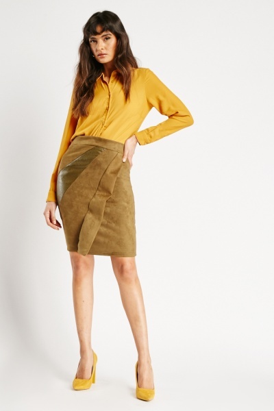 Contrasted Panel Mini Skirt