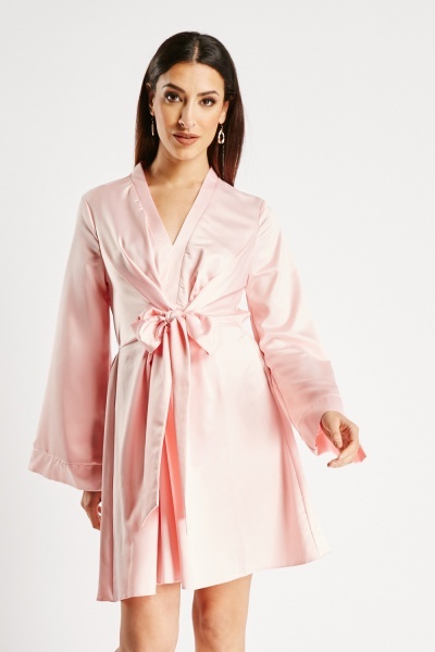 Tie Up Light Pink Mini Dress