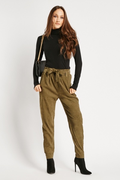 Image of Paperbag Textured Trousers