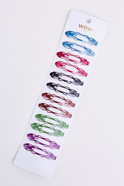 Pack Of 12 Coloured Hair Clips