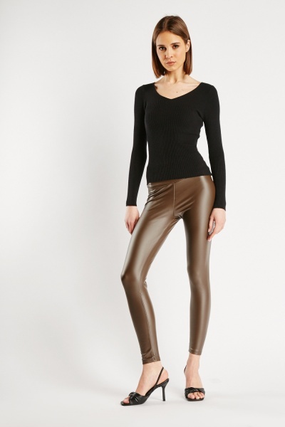 Image of Faux Leather Look Leggings