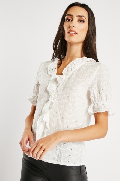 Ruffle Embroidered Top