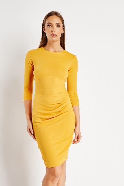 Ruched front 2024 bodycon dress