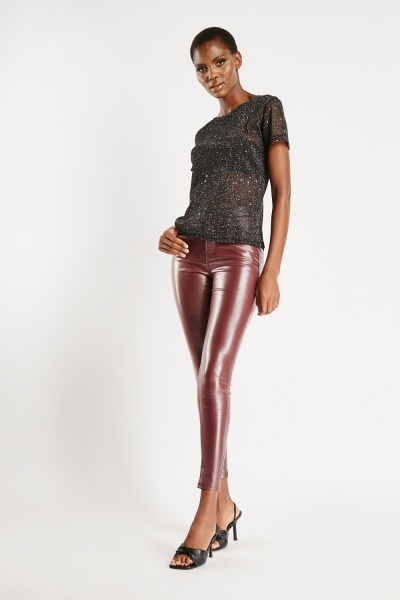 Shimmery Slim Fit Trousers