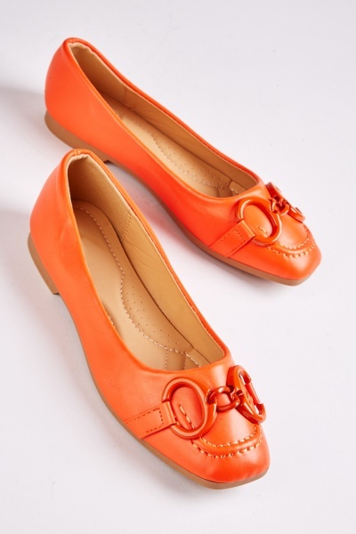 Stitched Square Toe Ballet Flats