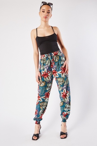 Tropical Print Casual Trousers
