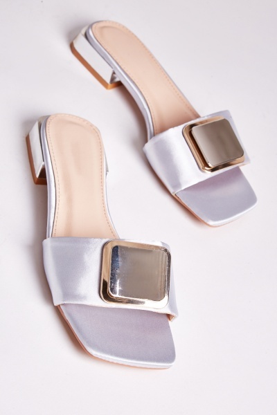 Metallic Trim Slip On Sandals