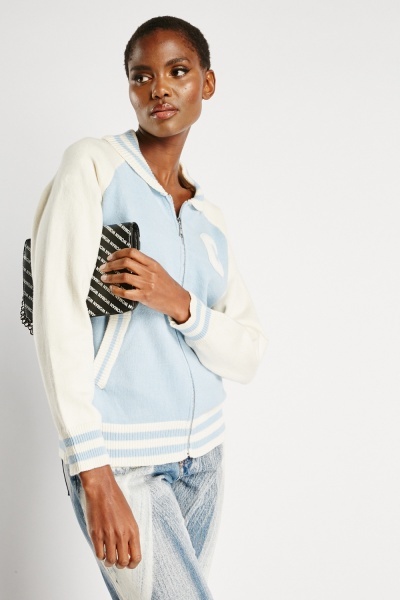 Image of Knitted Zip Up Jersey Jacket