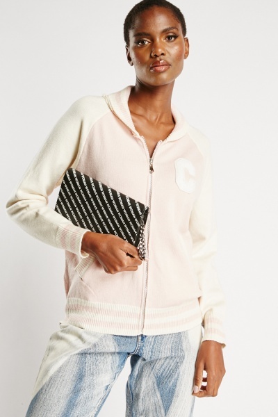 Image of Knitted Zip Up Jersey Jacket