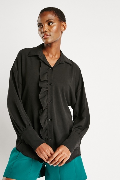 Ruffle Panel Buttoned Up Blouse