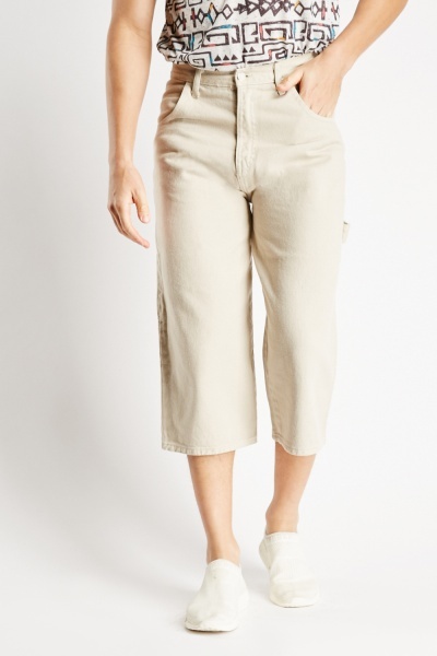 Stitched Cotton Mens Cropped Trousers