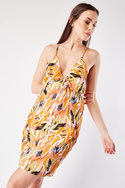 Image of Low Plunge Printed Mini Dress