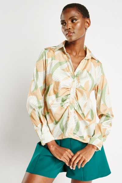 Image of Printed Buttoned Up Blouse