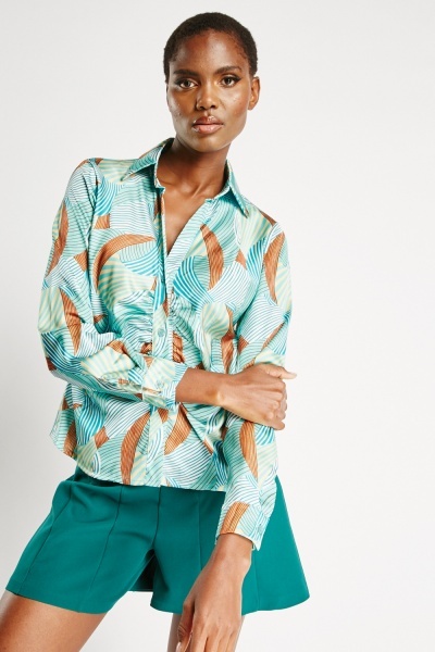 Image of Printed Buttoned Up Blouse