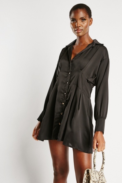 Silky Buttoned Up Mini Dress