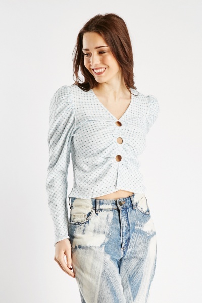 Image of Perforated O-Ring Textured Blouse