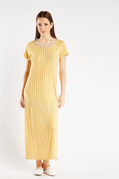 Image of Striped Short Sleeve Maxi Dress