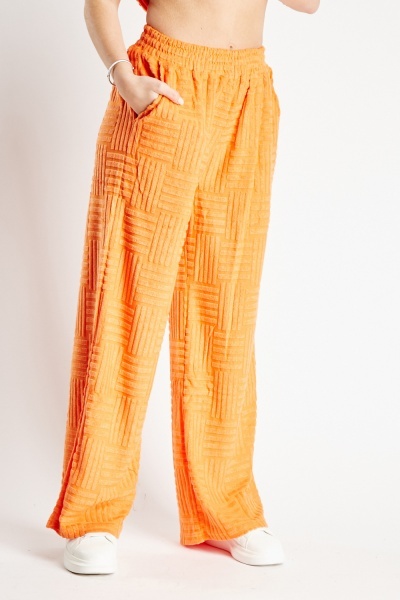 Orange Linen Wide Leg Trousers | Fashion World