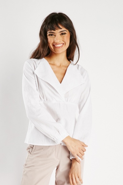Image of Cut Out Back Collared Blouse
