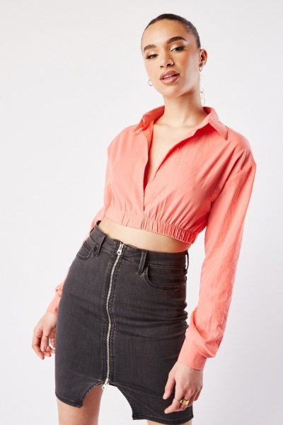 Image of Low Plunge Cropped Shirt