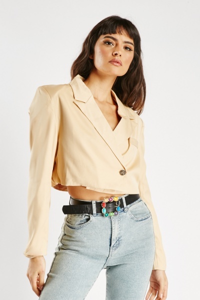 Image of Single Buttoned Cropped Blazer