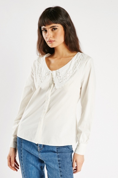 Image of Broderie Collared Blouse