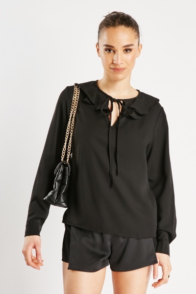 Image of Frill Collared Contrasted Blouse