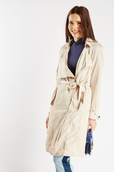 side flap pockets zipped trench
