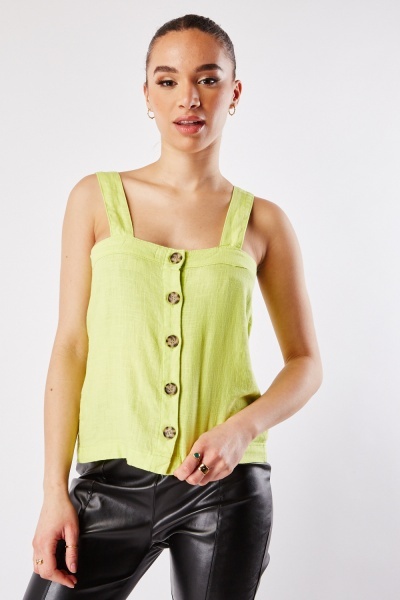Image of Square Neck Buttoned Top