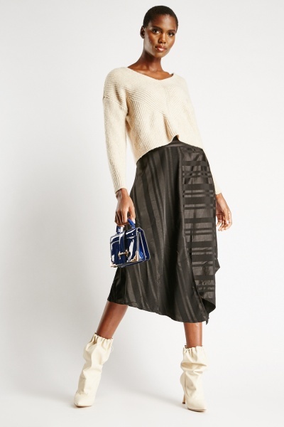 Image of Asymmetric Hem Midi Skirt