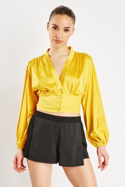 Image of Low Plunge Buttoned Blouse