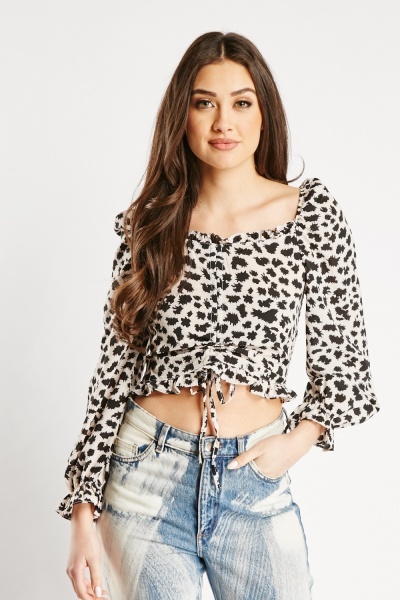 Two Tone Ruched Crop Top