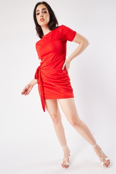 Image of Rolled Short Sleeve Mini Dress