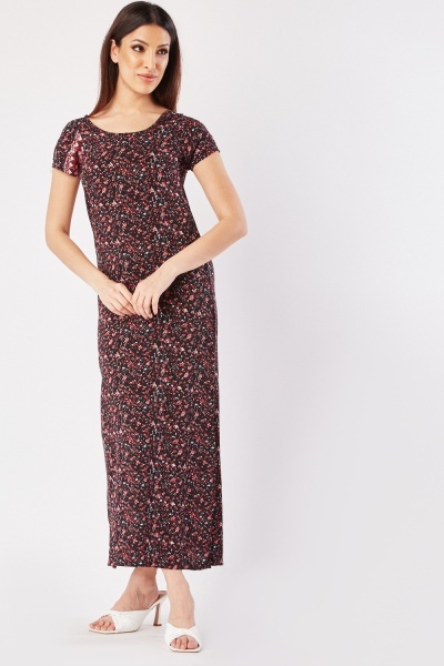 Ditsy Floral Short Sleeve Maxi Dress