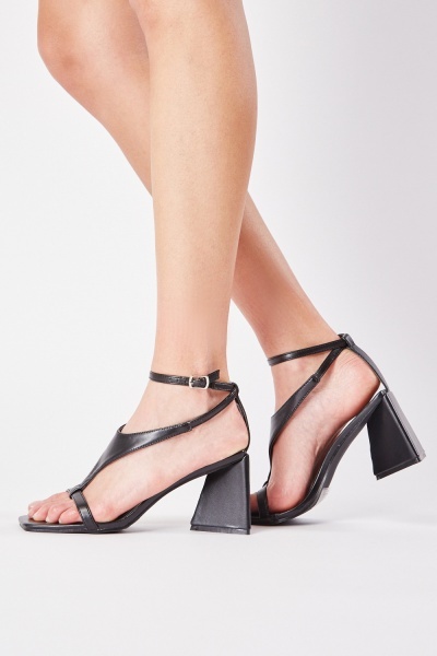 Faux Leather Heel Sandals