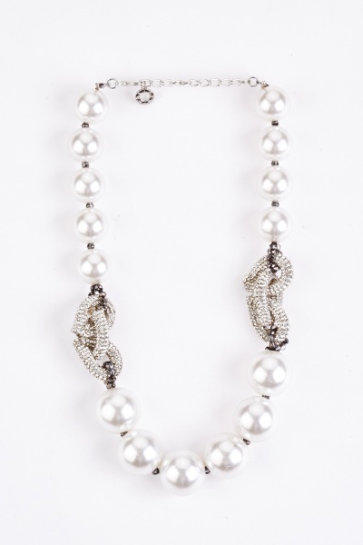 Encrusted Faux Pearl Necklace
