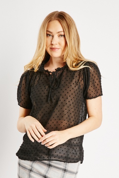 Image of Bobble Textured Sheer Blouse