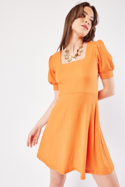 Square Neck Textured Swing Dress