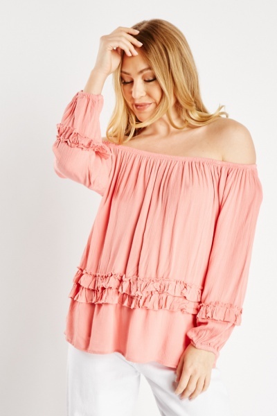 Image of Ruffle Off Shoulder Blouse