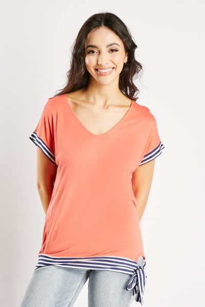 Contrasted Tie Side T-Shirt