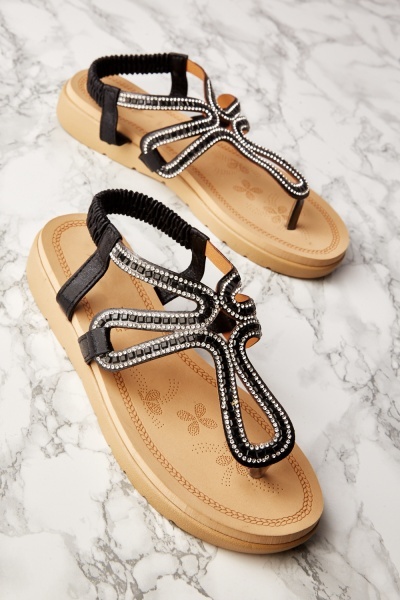 Encrusted Slingback Sandals