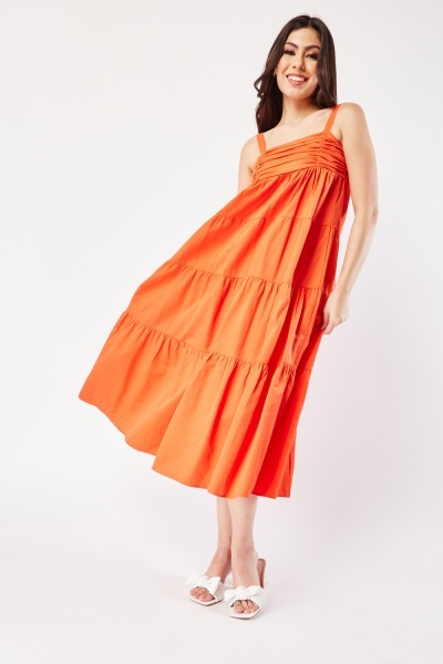Image of Tiered Midi Strap Dress