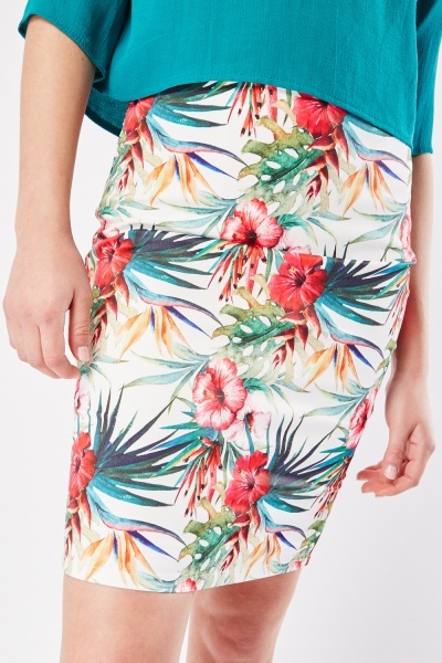 Tropical Floral Pencil Skirt