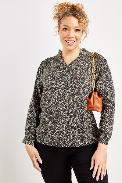 Image of Speckled Print Blouse