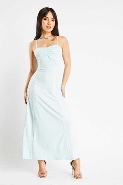 Ruched Front Maxi Slip Dress