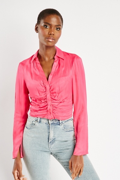 Image of Ruched Sateen Blouse