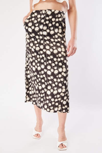 Image of Printed Midi Skirt
