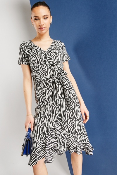 Zebra Print Ruffle Dress