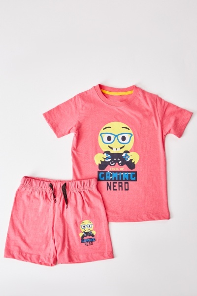 Image of Emoji Print Kids Pyjama Set