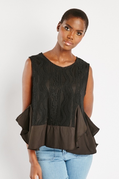 Chantilly Lace Overlay Frilly Top